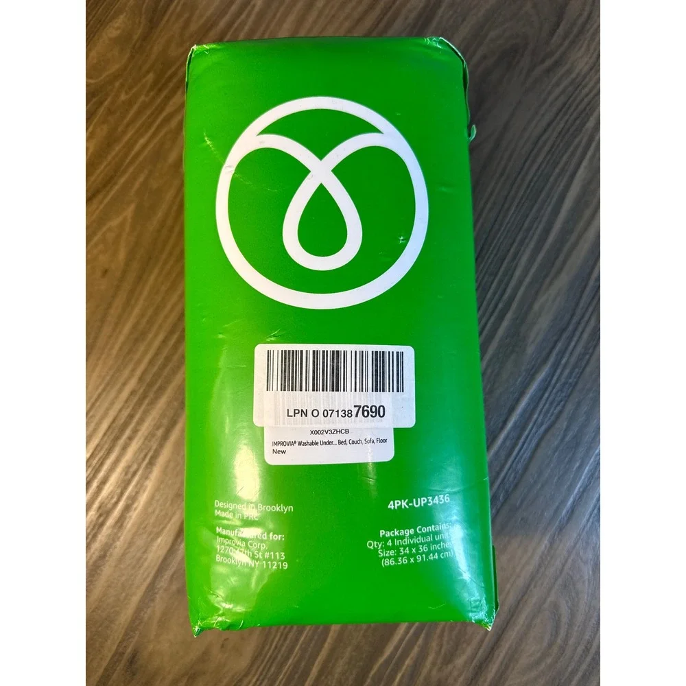 Improvia Washable Underpads 4-Pack 34x36 Green New Reusable Bed Pads 4PK-UP3436